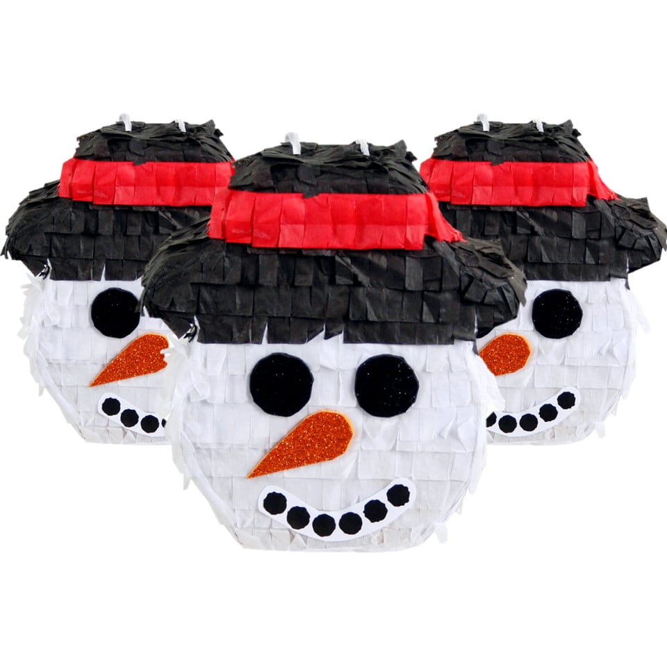 Extra Mini Snowmen Christmas Pinatas Bundle, 6in, 3ct