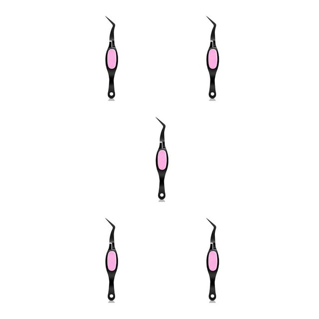 ZheElen Tweezers Crafts Crossing Lock Stainless Steel Reverse Precision Curved Nail Manicure Hair Tool Electronics Laboratory Black 5Set