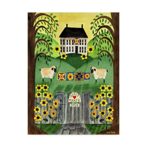 Sheep Quilt House' Canvas Art by Cheryl Bartley