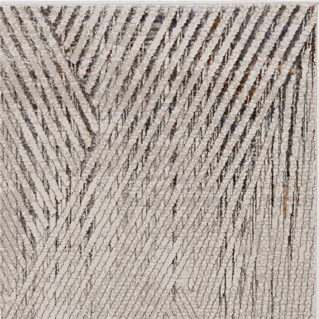 Tapis en Polyester Ivoire/gris 39 Pouces X 55 Pouces X 0. Pieds25 Pouces