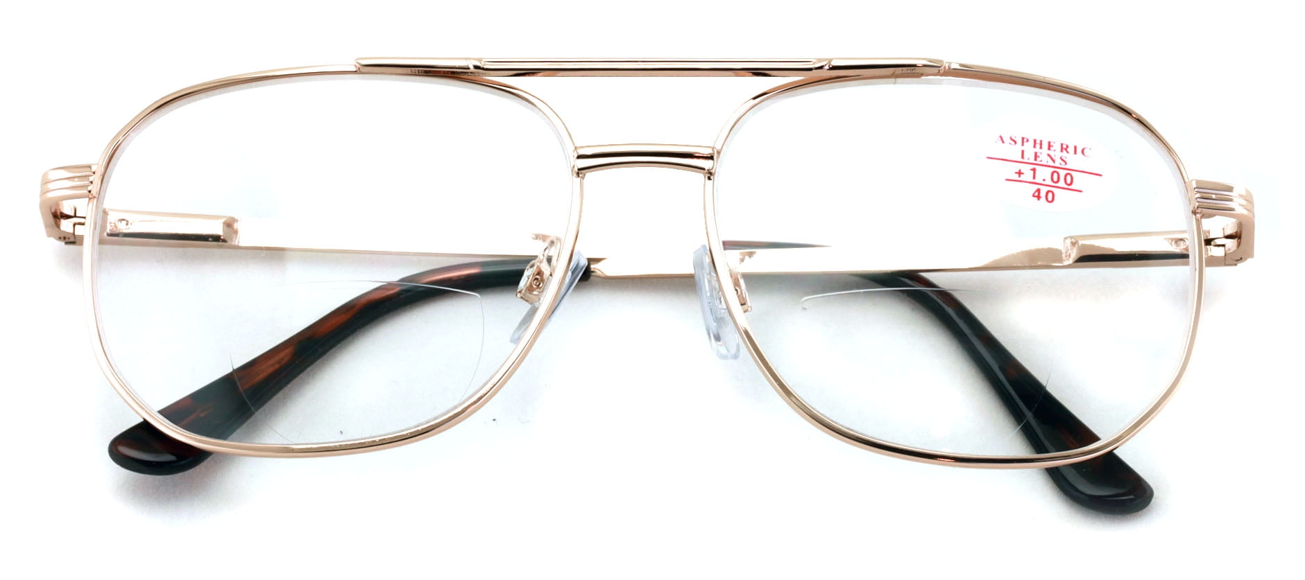 BiFocal Metal Aviator Reading Glasses Spring Hinge Square Large Lens