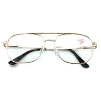 BiFocal Metal Aviator Reading Glasses - Spring Hinge Square Large Lens Reader Bi-Focal