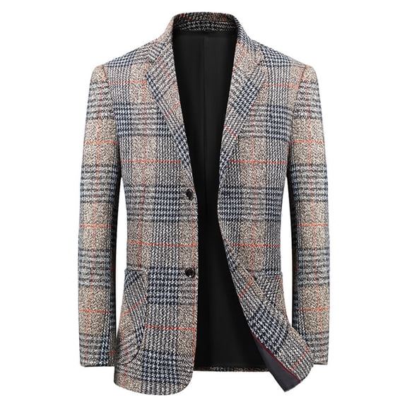 Vedolay Mens 2023 Suit Jackets Men's Casual Office Long Sleeve Open Front with Button Suit Jacket,Khaki 170