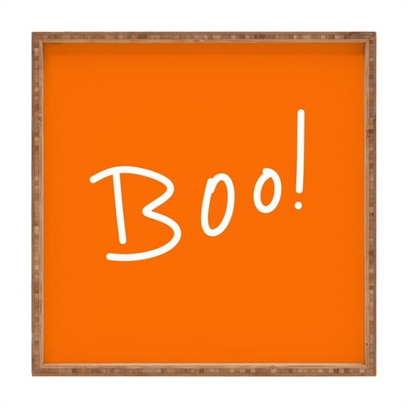 Society6 Halloween Boo Orange by Lisa Argyropoulos Square Tray