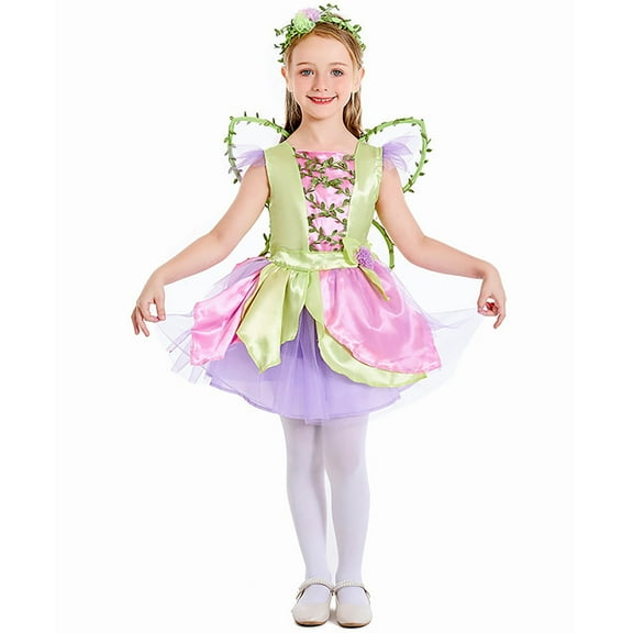 Halloween Kids Halloween Dress with Fairy Outfit for Girls Party Performance Stage Wear, L