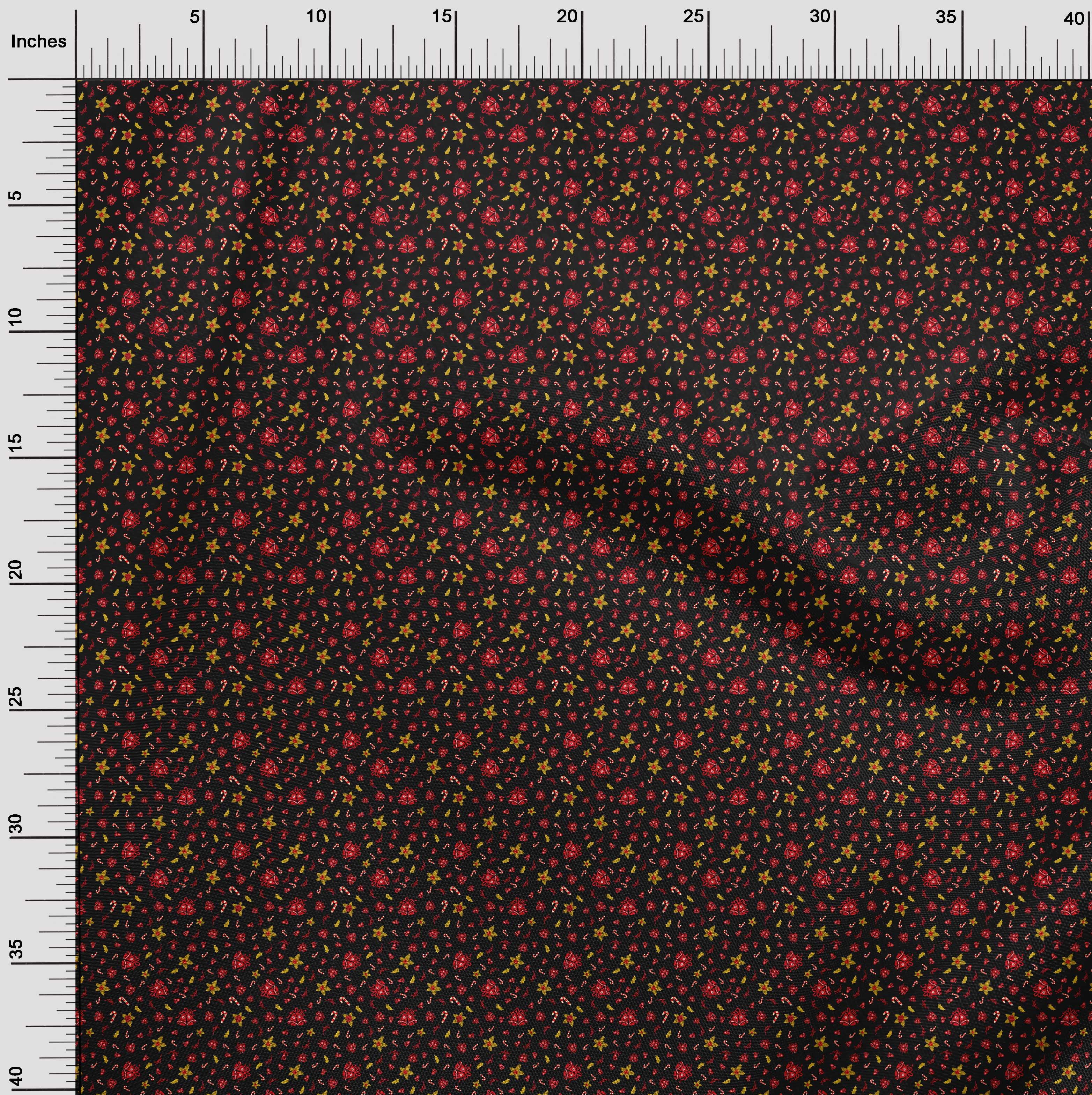 oneOone Polyester Lycra Black Fabric Christmas Quilting Supplies Print Sewing Fabric By The Yard 56 Inch Wide
