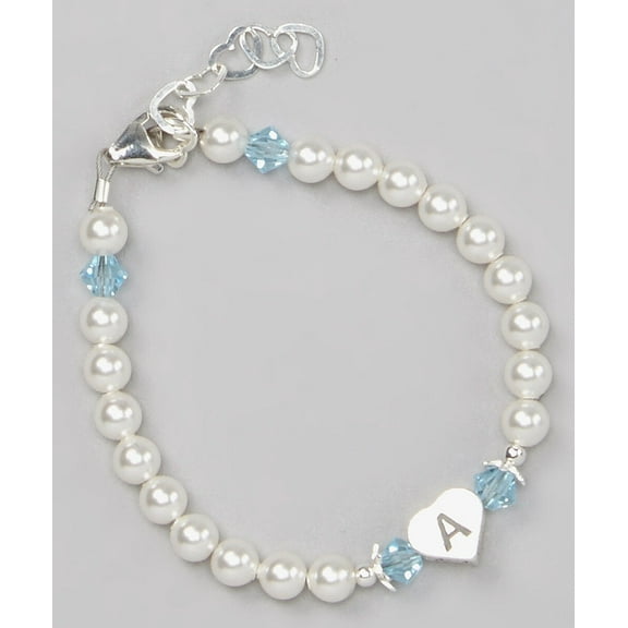 Birthstone Heart  Initial Baby Bracelet (BPHB)