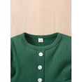 thumbnail image 5 of Seyurigaoka Baby Girls 3Pcs Outfits, Long Sleeve Button Front Rib Knit Tops+ Floral Pants+ Headband, 5 of 9