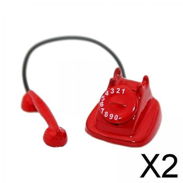 2x Casa de Muñecas Retro para Niños, Modelo de Teléfono Giratorio, Juguetes para Casa de Muñecas, Accesorios para Casa de Muñecas, Juego de Simulación 2 piezas