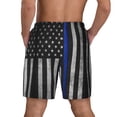 thumbnail image 2 of Mens Swim Trunks Thin Blue Line Flag Quick Dry Board Shorts with Compression Liner, 2 of 6