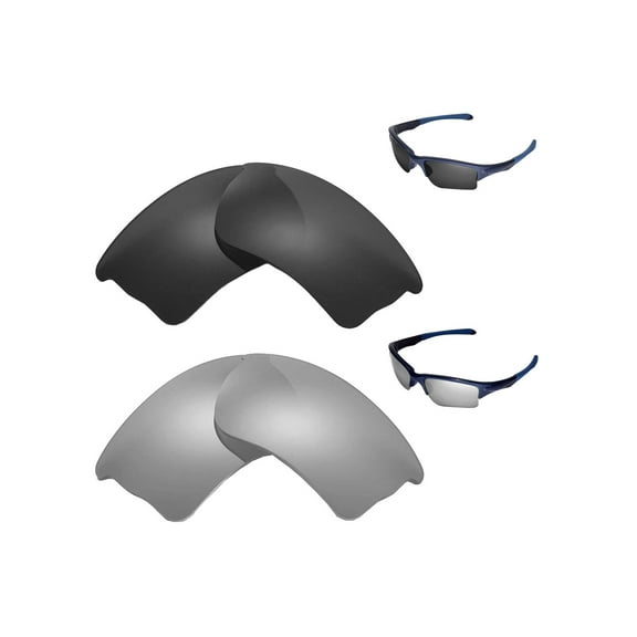 Walleva Polarized Titanium   Black Replacement Lenses For Oakley Quarter Jacket Sunglasses