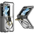 thumbnail image 2 of Ring Kickstand Magnetic Case for Samsung Galaxy Z Flip 5 4 5G Compatible with Magsafe,Shockproof Transparent Anti-Yellow for Women Men Armor Cover (Black,for Samsung Z Flip 5), 2 of 13