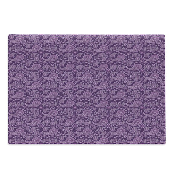 Purple Paisley Cutting Board, Monochrome Design Graphic with Floral Motif Damask Print, Decorative Tempered Glass Cutting and Serving Board, in 3 Sizes, by Ambesonne