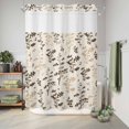 thumbnail image 6 of No Hook Shower Curtain, Brown Beige Botanical Shower Curtains for Bathroom with See Through Top Window, Rustic Country Spring Floral Summer Leaf Waterproof & Washable Bath Curtain 60"x72", 6 of 9