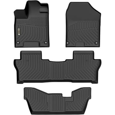 Car Mats Replacement for Floor Liners Honda Pilot 8 Seats 2016-2022 Heavy Duty All Weather Guard Black Front and Rear Car Carpet-Custom Fit-Tough/Durable/Odorless