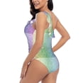 thumbnail image 4 of Haiem Beautiful Glitter Women's One Piece Swimsuits Tummy Control One Shoulder Bathing Suits Ruffle Swimwear-X-Large, 4 of 8