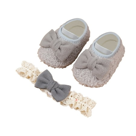 

Gwiyeopda Infant Baby Girls Bowknot Wedding Dress Mary Jane Flats Prewalker Sneaker Shoes Headband