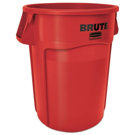 

Rubbermaid Commercial FG264360RED Brute 44 Gallon Vented Round Trash Receptacle - Red