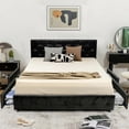 thumbnail image 4 of Full Size Black PU Leather Button Tufted Platform Bed with 4 Storage Drawers, 4 of 5