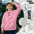 thumbnail image 6 of Uorisanigo Girls Half Zipper Sweatshirts Oversized Drop Shoulder Cute Paws Pink Quarter Zip Pullover Sweatshirts with Long Sleeve Athletic Outerwear Top for Sports and Daily Wear, 6 of 7