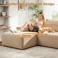 thumbnail image 5 of VKHCU 96" sectional couches for living room, Modular L-Shaped Couch with Chaise, Cloud Boneless Couch with Upholstered Deep Seat,Plush Corduroy Fabric, Camel, Left Facing Chaise, No Assembly, 5 of 13