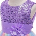 thumbnail image 4 of Little Girl's Sequin Sleeveless Mesh Rainbow Dress for Wedding Party, 4 of 5