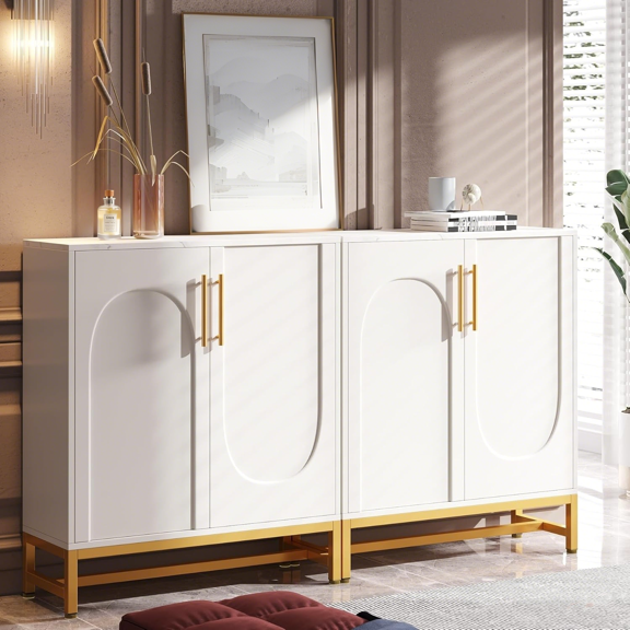 Tribesigns Modern Sideboards, Buffet Cabinet with 4 Doors and Adjustable Shelves, White