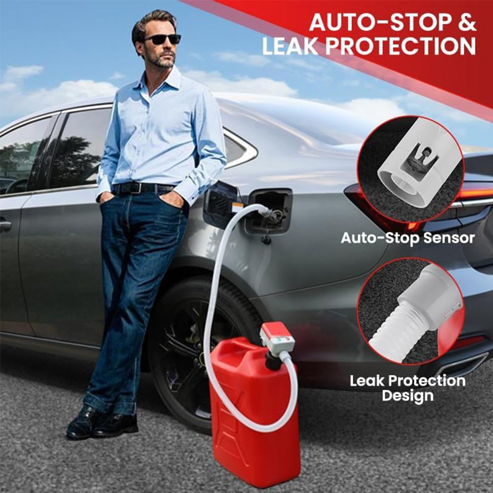 Portable Fuel Pump, Automatic Transfer with Auto-Stop, 3 Tank Adapter, 9.08L Per Min Fast and Safe Portable Gas Can Pump for Oil, Diesel, Gasoline