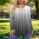 thumbnail image 2 of Mujeres de Manga Larga Tops Casual de Moda Gradiente Impresión Cuello Redondo Plegado Tamaño Superior para Uso Diario Y de Fiesta, 2 of 6
