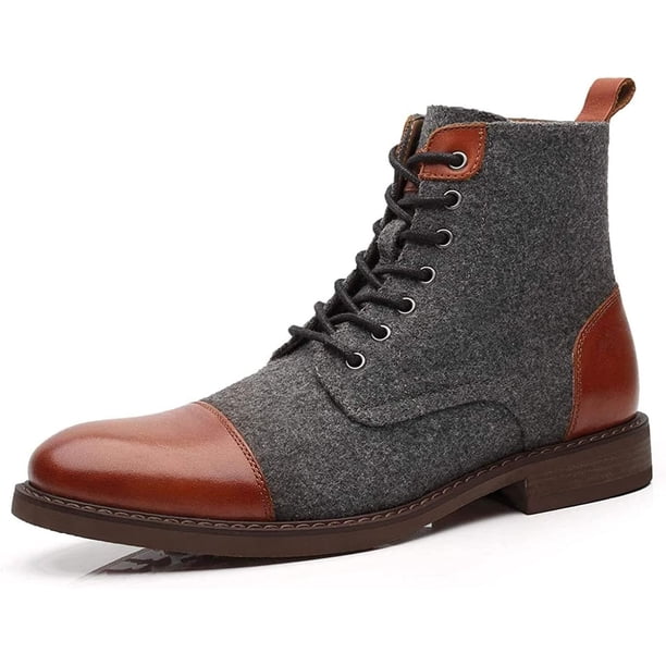 Botas de vestir para hombre, botas Chelsea para hombre, botines Chukka de cuero con cordones, elegantes y cómodos, con bloques de color.