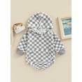 thumbnail image 2 of Baby Boy Hooded Long Sleeve Romper with Checkerboard Print, Color Matching Spring Clothing, 2 of 8