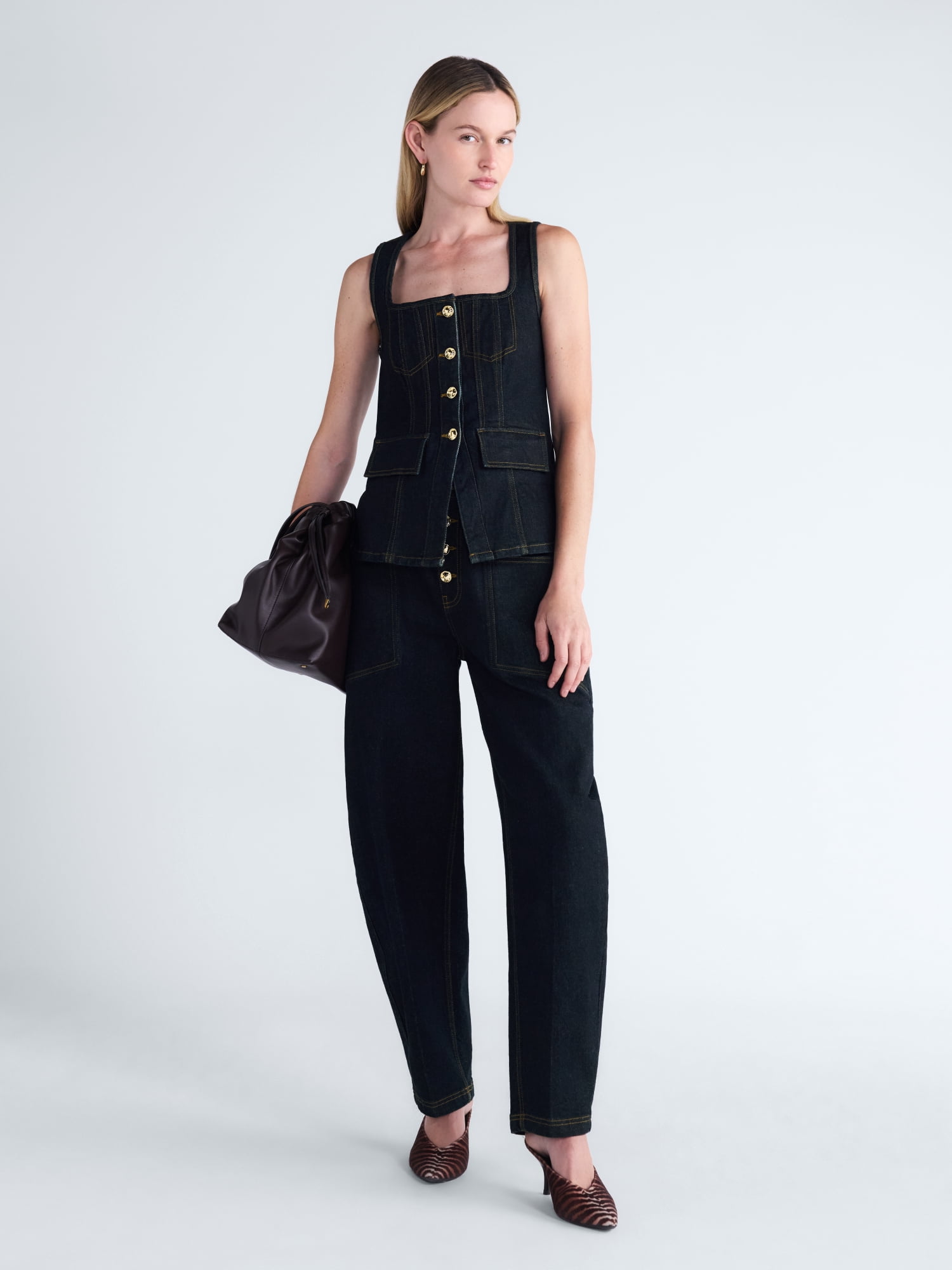 Scoop Women's and Women's Plus Denim Corset Top, Sizes XS-4X