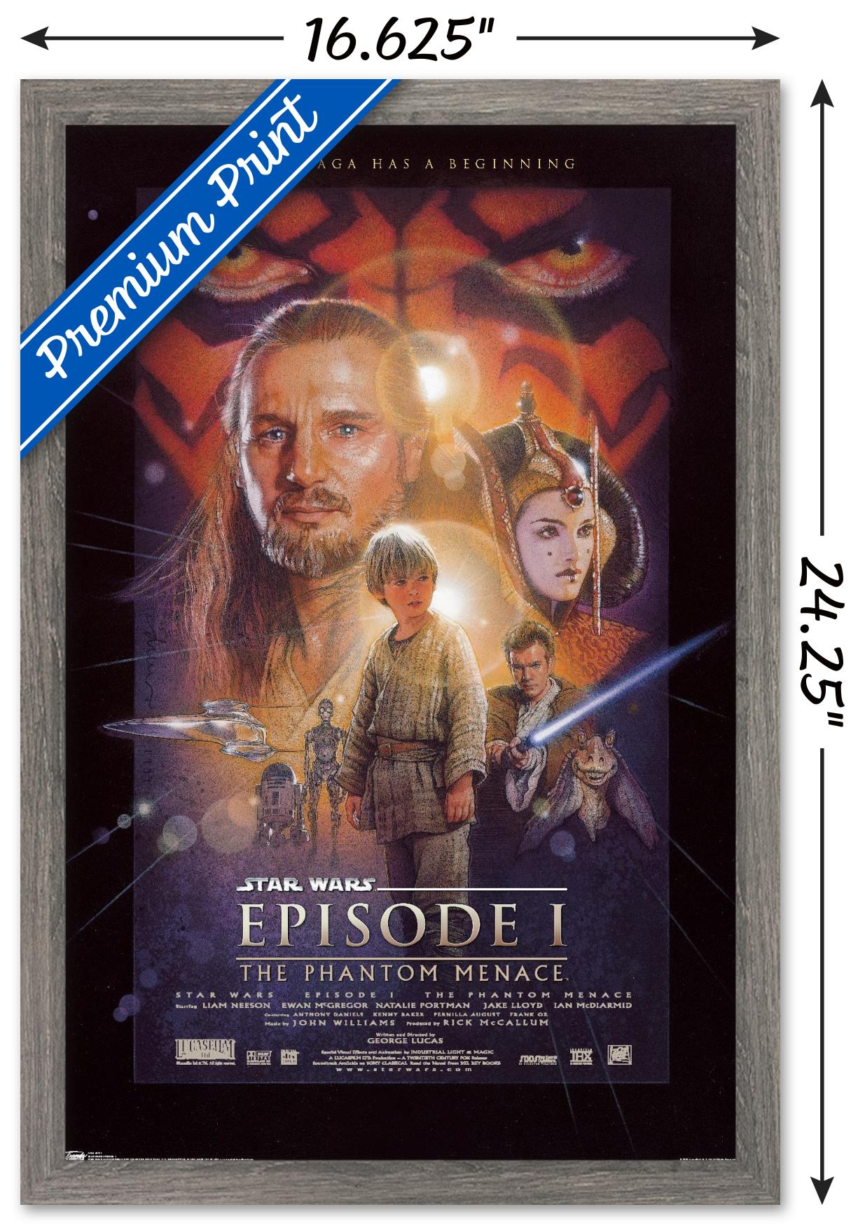 Star Wars: The Phantom Menace - One Sheet Wall Poster, 14.725" x 22.375", Framed