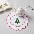 thumbnail image 5 of Cififendec Christmas Embroidered Placemat, 11.81", Christmas Scalloped Edge Table Mat for Candle Centerpiece Arranging and Tabletop Decoration, 5 of 7