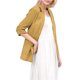 thumbnail image 3 of Chaqueta de Trabajo Informal Ligera para Mujer, con Solapa, Mangas Cuartos, Plisada Elástica, Forrada y Bolsillos Amarillo XXL, 3 of 9