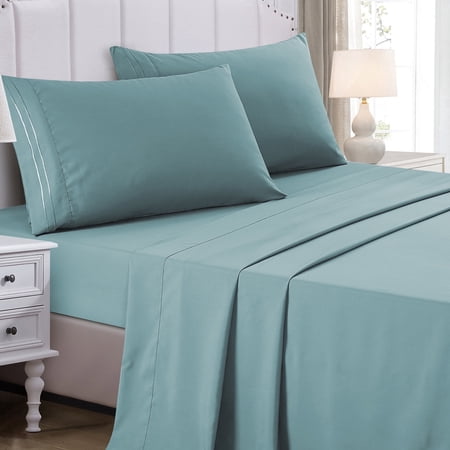 JCrown Premium Hotel Style Bed Sheets – Rich and Soft Hand, Breathable, and Cooling – Resistant to Wrinkle, Shrinkage, Fade, and Stain – Easy Care (Blue, King)