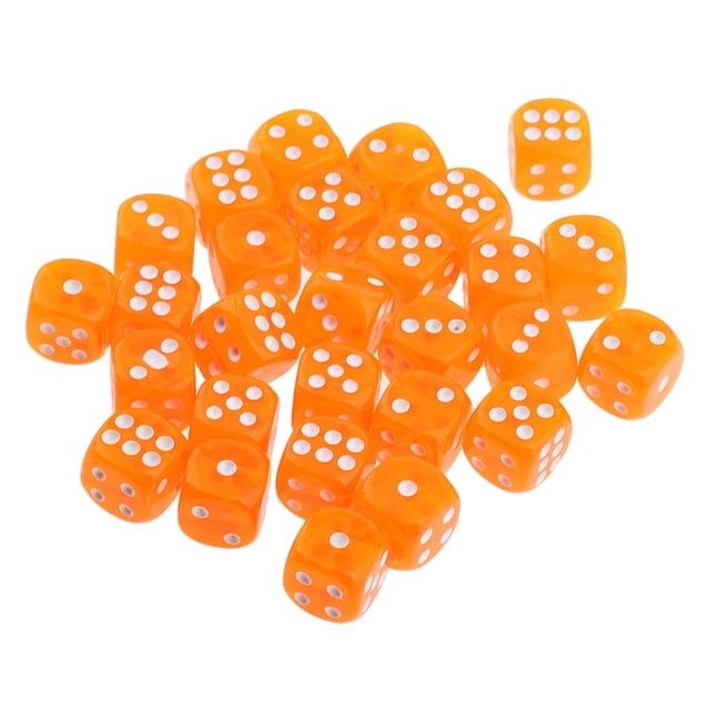 100 piezas de dados D6 de seis caras mm, troquel translúcido redondeado estándar de naranja Yotijar D6 Dice Board Game