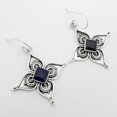 thumbnail image 3 of Minimalist Earrings With Sapphires - Openwork Carved Flowers Design for Elegant Style, 3 of 4