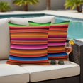 thumbnail image 5 of Outdoor Pillow Covers Pack of 2, Mexican Colorful Ombre Stripes Waterproof Throw Pillowcase Cushion Cases, Red Green Orange Blue Lines Decorative Pillow Cover for Couch Sofa Home Bed Patio, 5 of 9