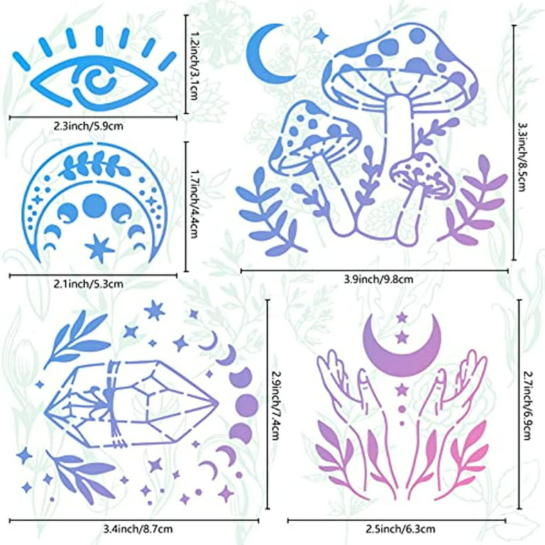 Plastic Cutouts Painting Template Hand Moon Phase Eye Pattern Plastic  Stencils for Painting Wood Burning Pyrography and Engraving Crafts 
