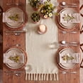 thumbnail image 2 of Sm:)e Beige Tassel Table Runner, 13x72 Inch, Boho Linen Blend Rustic Farmhouse Style, Holiday Wedding Party Kitchen Table Decor, 2 of 6
