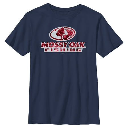 Boy s Mossy Oak Red Water Bold Logo Graphic Tee Navy Blue X Large