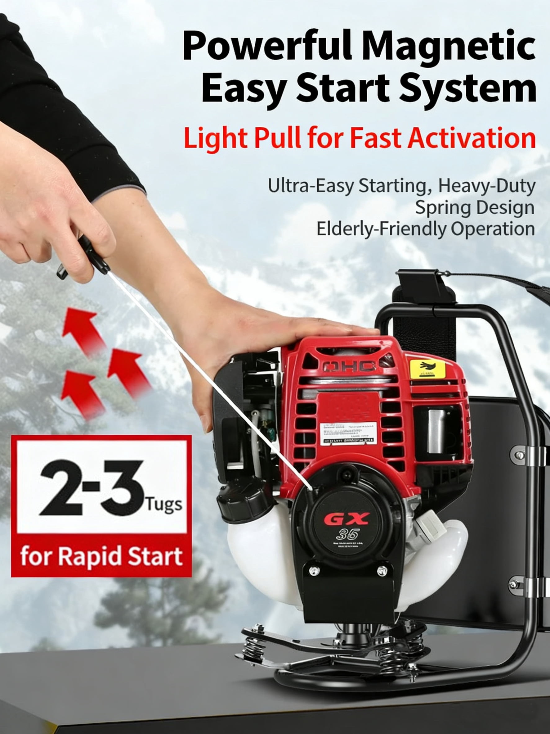 GX35 Backpack Brush Cutter 4 strokes pole saw hedge trimmer + 2 extension rods