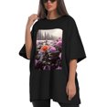 thumbnail image 4 of Plus Size Shirt for Women Black Tops for Women Short Sleeves Shirt for Women Flowers3 T Shirt Crewneck Shirt for Women 4XL, 4 of 5