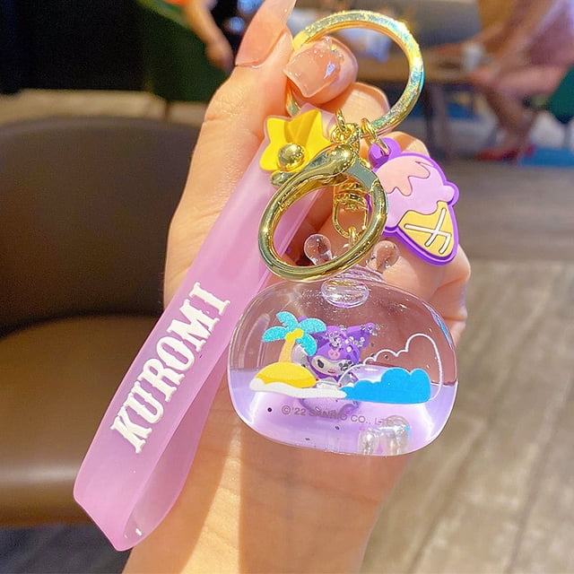 LLavero de Anime Sanrio Kawaii con flotador de aceite, colgante de coche con melodía de Hello Kitty, regalo pequeño para pareja Fivean unisex