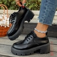 thumbnail image 6 of BXSRUTA Women's Plus Size Loafers, Comfortable Casual Thick Sole Low Heel Lace Up Shoes for Everyday, Spring and Summer, 6 of 8