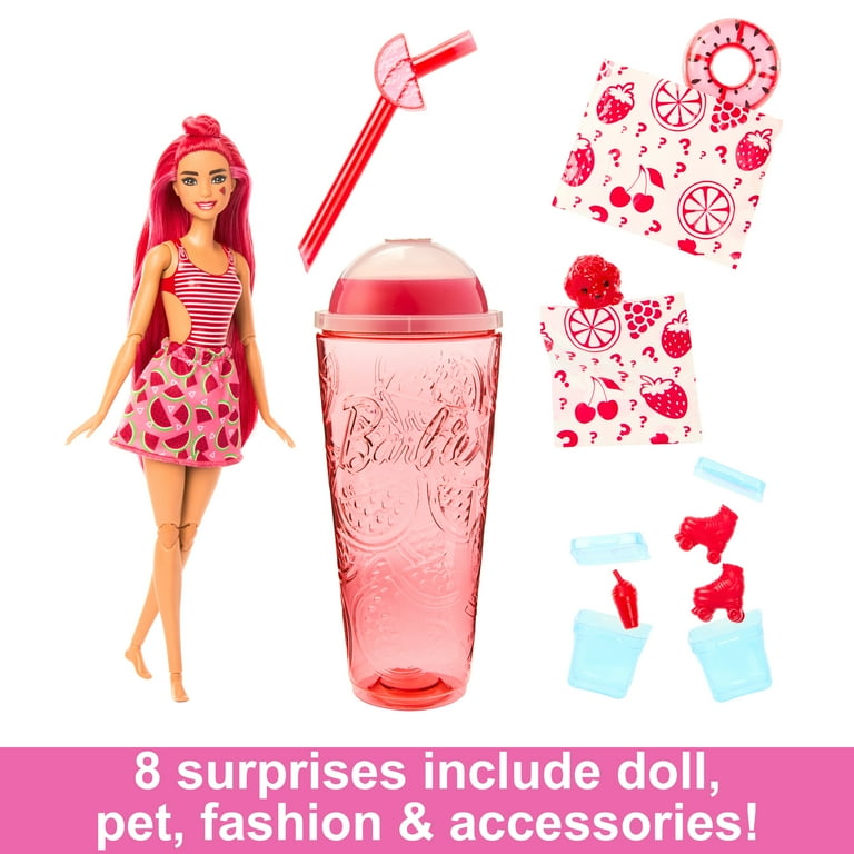 Barbie Fizz Pop Reveal, Watermelon Crush Fruit Series Doll,