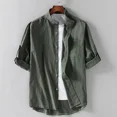 thumbnail image 3 of Camisa Cuello Mao Lino Hombre 3/4 Larga Manga, Con Botones, 3 of 4