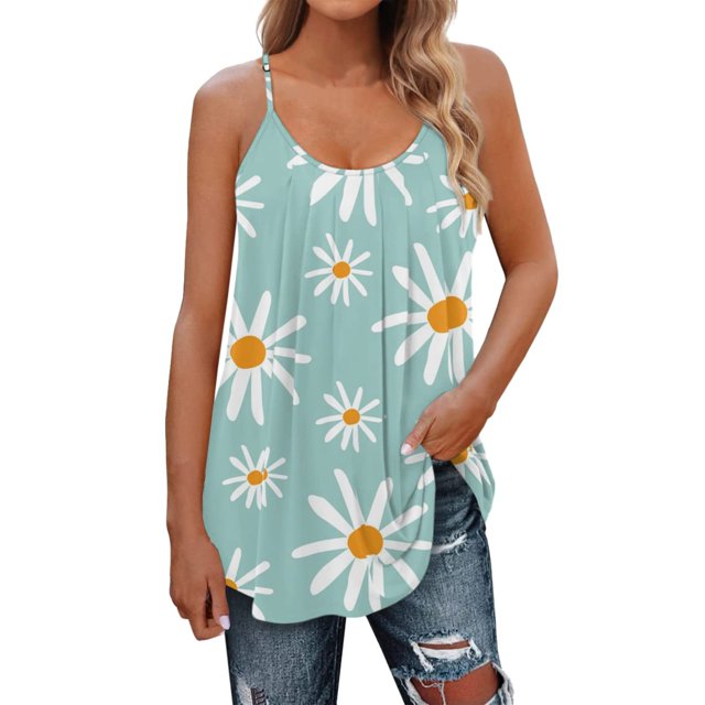 Camiseta Sin Mangas Para Mujer Sin Mangas Cami Tops Moda Corte Bajo Plisado Correa de Espagueti Camisola Suelta Chaleco Holgado Odeerbi ODB158686