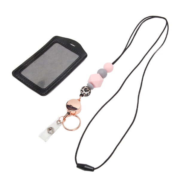Lanyard De Maestra Retráctil, Lindo Titular De Insignias Con Cuentas De Silicona, Tarjetas De Insignias De Identificación Separatoria Y Titular De Llaves Con Carrete Y Llavero,